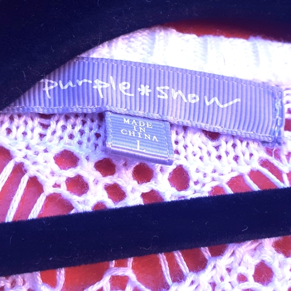 Purple Snow Chevron Knit Duster / Cardigan Size L white Long Maxi - Picture 4 of 5